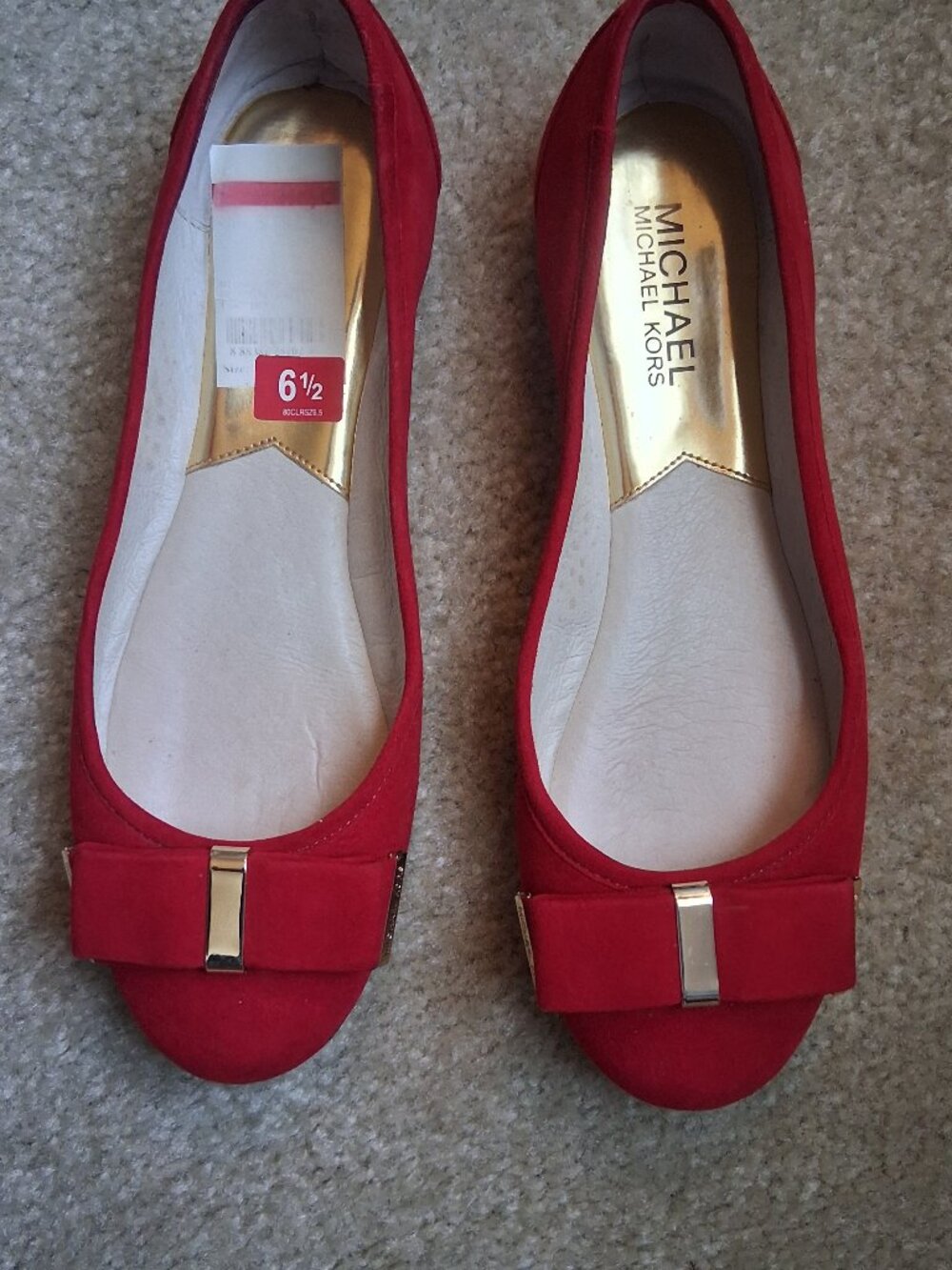 ✨ Michael Kors "Kiera" Scarlet Red Suede Bow Ballet Flats ✨